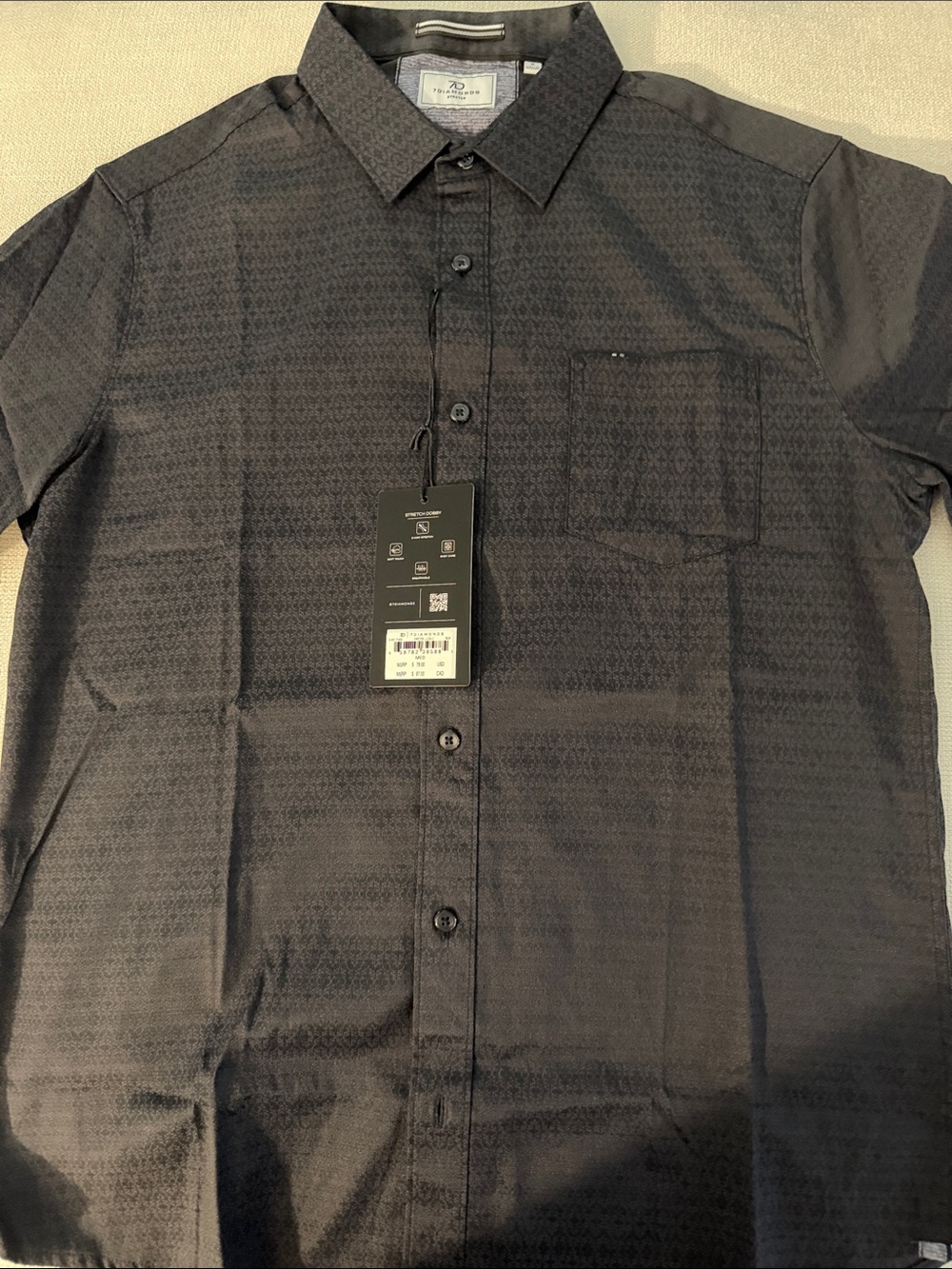 NWT 7 Diamonds Black Short Sleeve Button-Down Casual Shirt